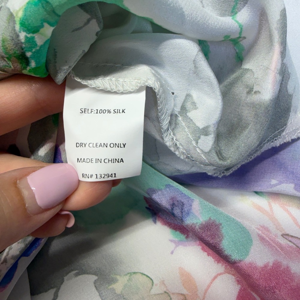 Amanda Uprichard 100% Silk Floral Watercolor Wrap Tank Top Women's M Cami - Picture 6 of 8